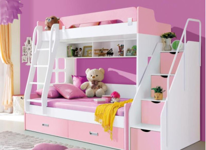 Jugendbett Betten Rosa Kinderbett Doppelstockbett Stockbett Holz Möbel Holz Neu